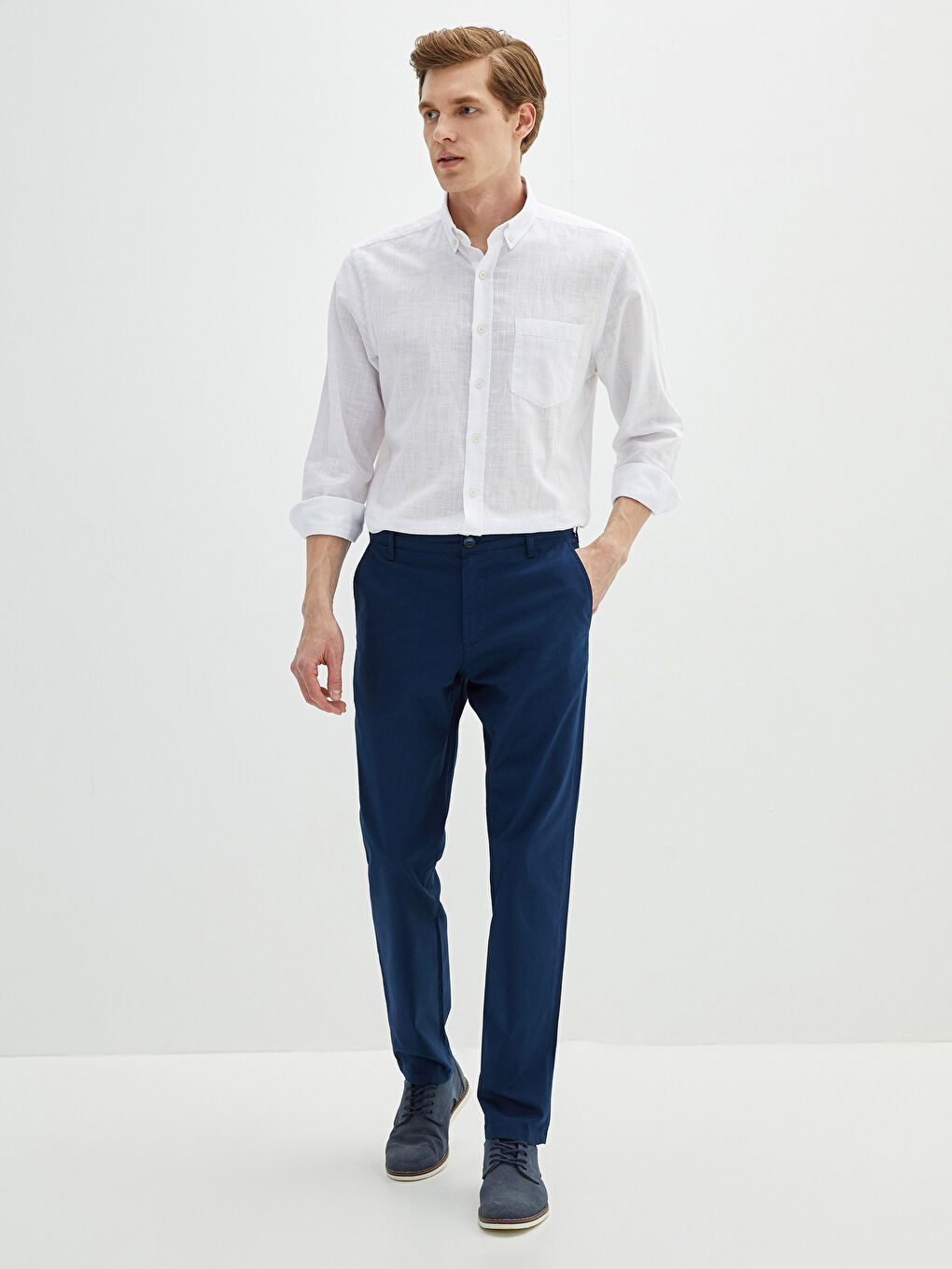 Lacivert Slim Fit Armürlü Erkek Pantolon-2