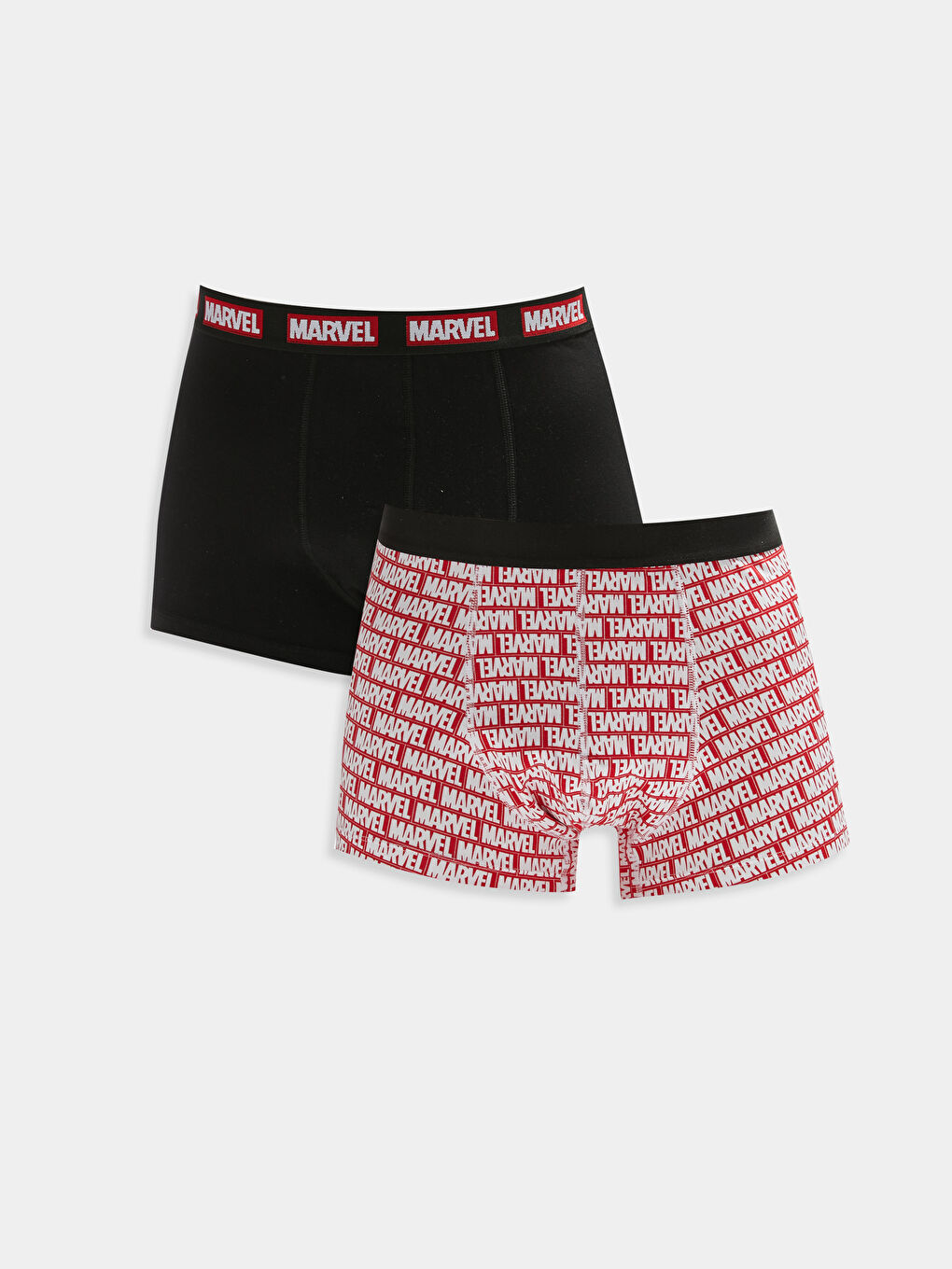 Siyah Standart Kalıp Marvel Baskılı Esnek Kumaş Erkek Boxer 2'li