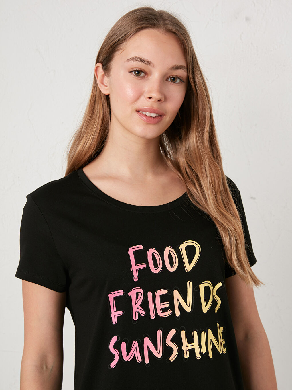 Круглий виріз горловини, з принтом, короткий рукав, бавовняна нічна сорочка для жінок-1