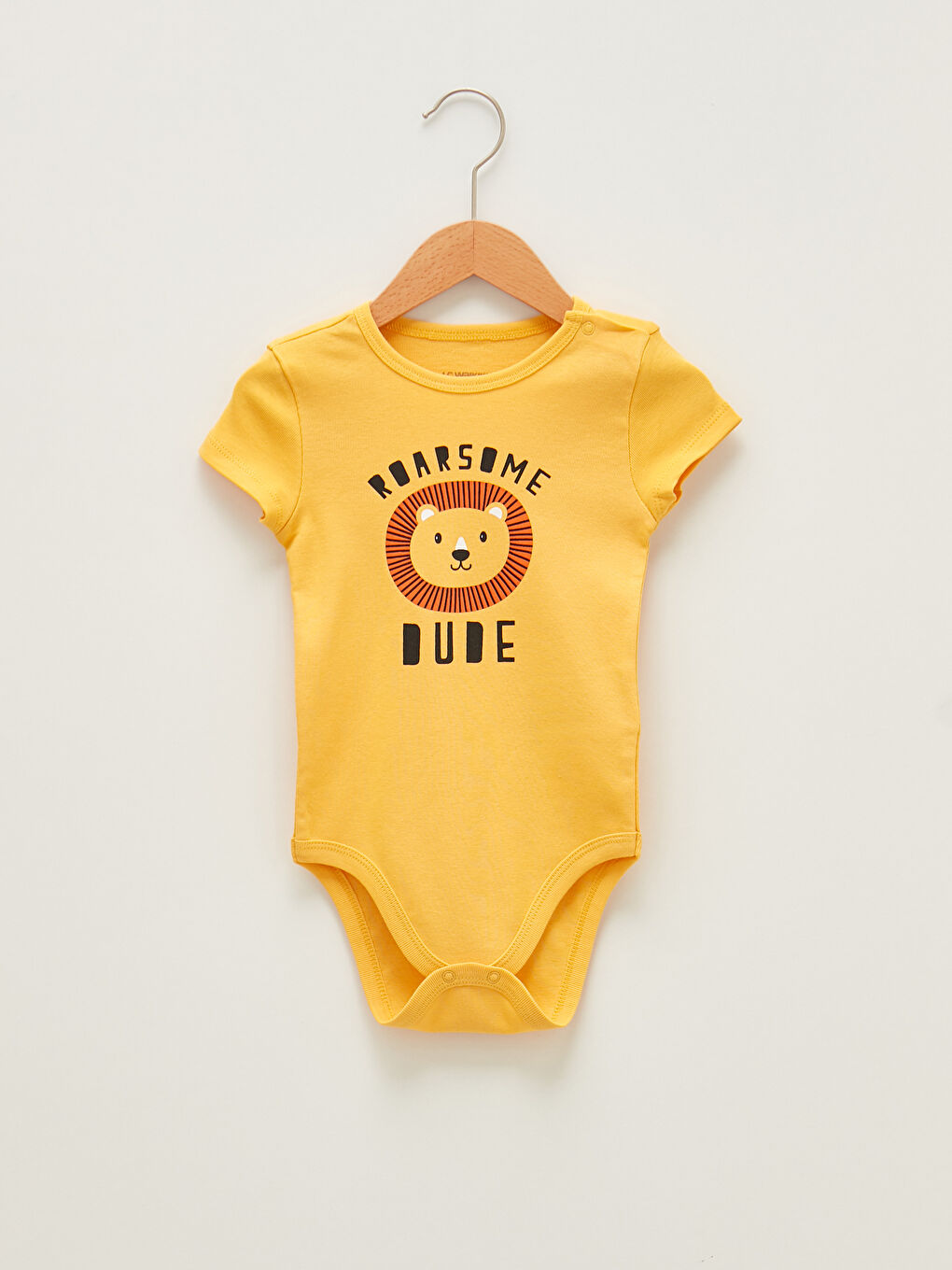 Turuncu Bisiklet Yaka Kısa Kol Baskılı Erkek Bebek Çıtçıtlı Body 2'li-1