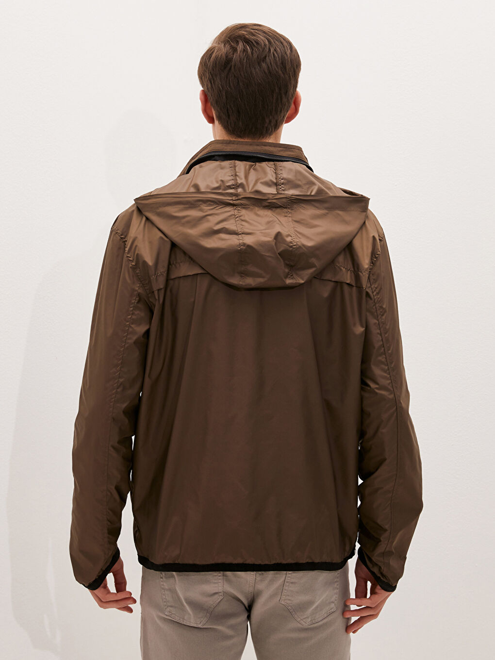 Haki Slim Fit Dik Yaka İnce Erkek Mont-5