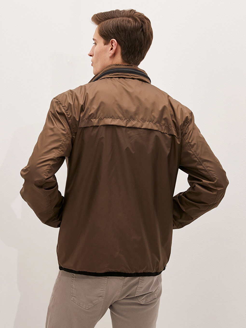 Haki Slim Fit Dik Yaka İnce Erkek Mont-6