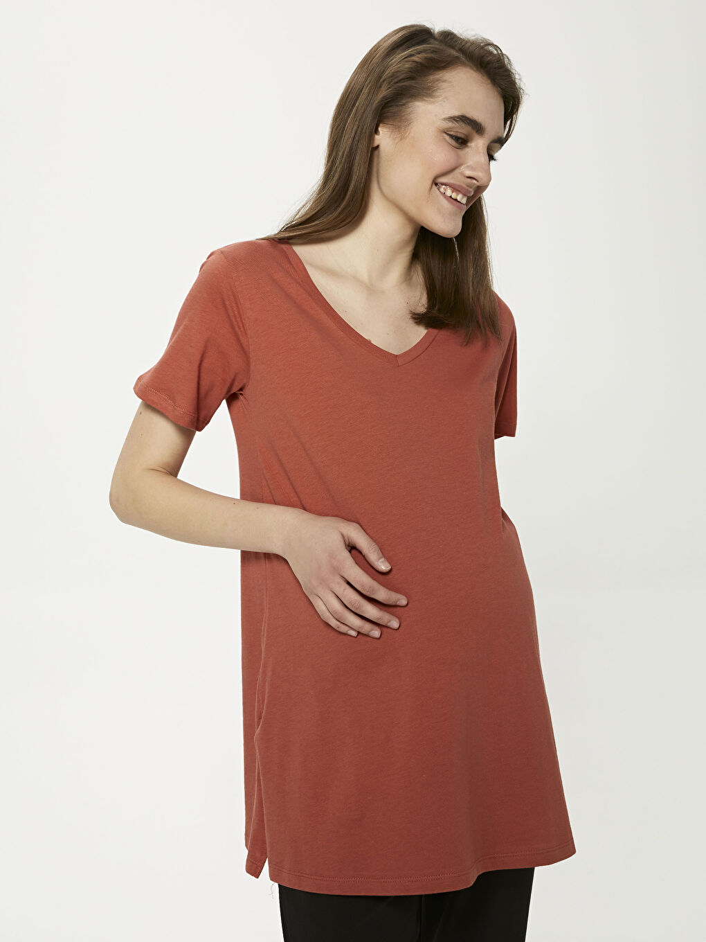 V-Neck Cotton Maternity T-Shirt