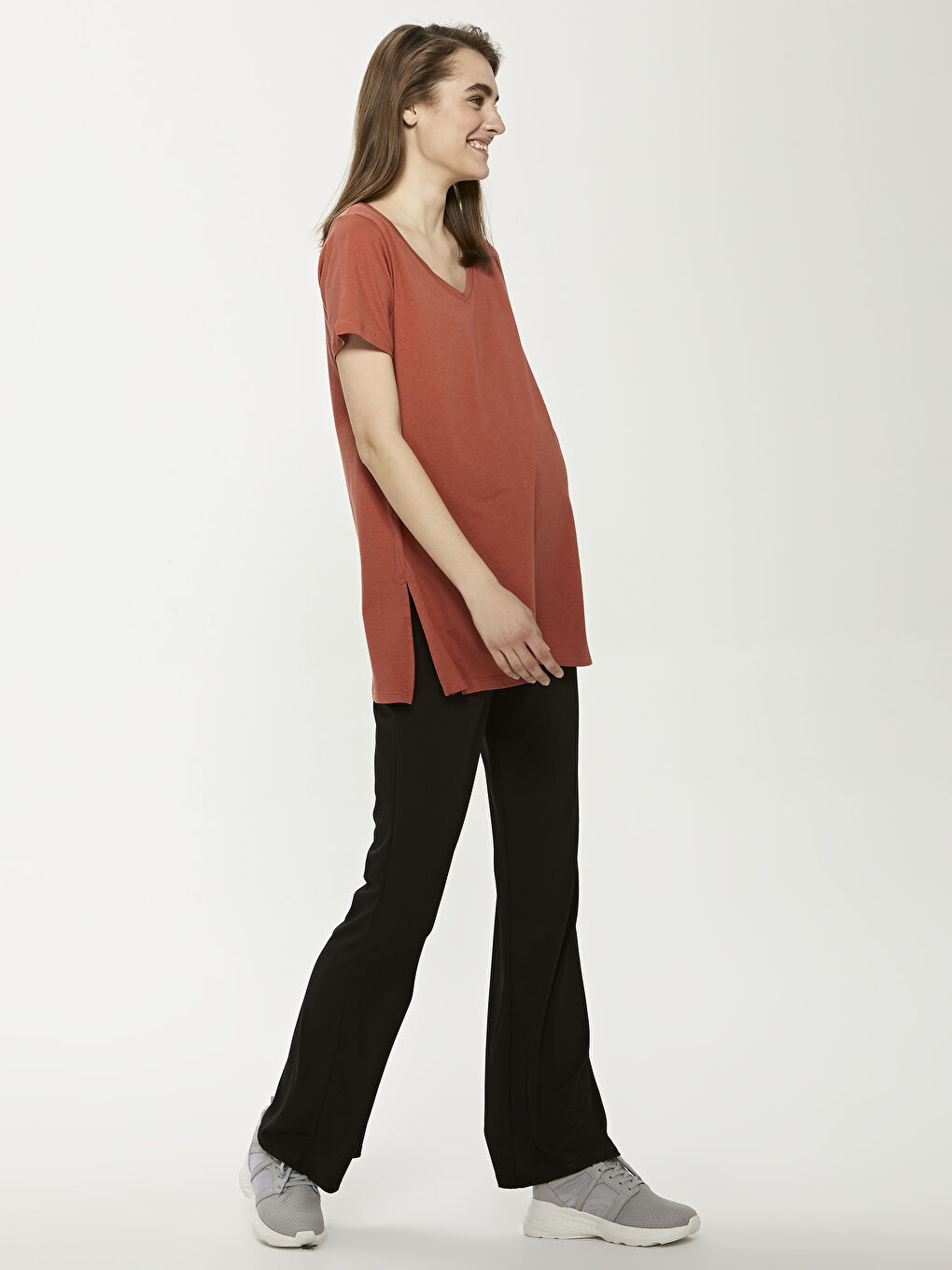 V-Neck Cotton Maternity T-Shirt-3