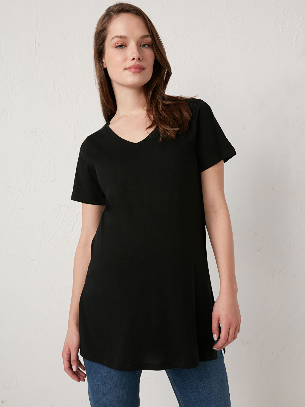 LCWAIKIKI Maternity T-Shirt für Schwangere aus Baumwolle mit V-Ausschnitt -S1AI84Z8-CVL