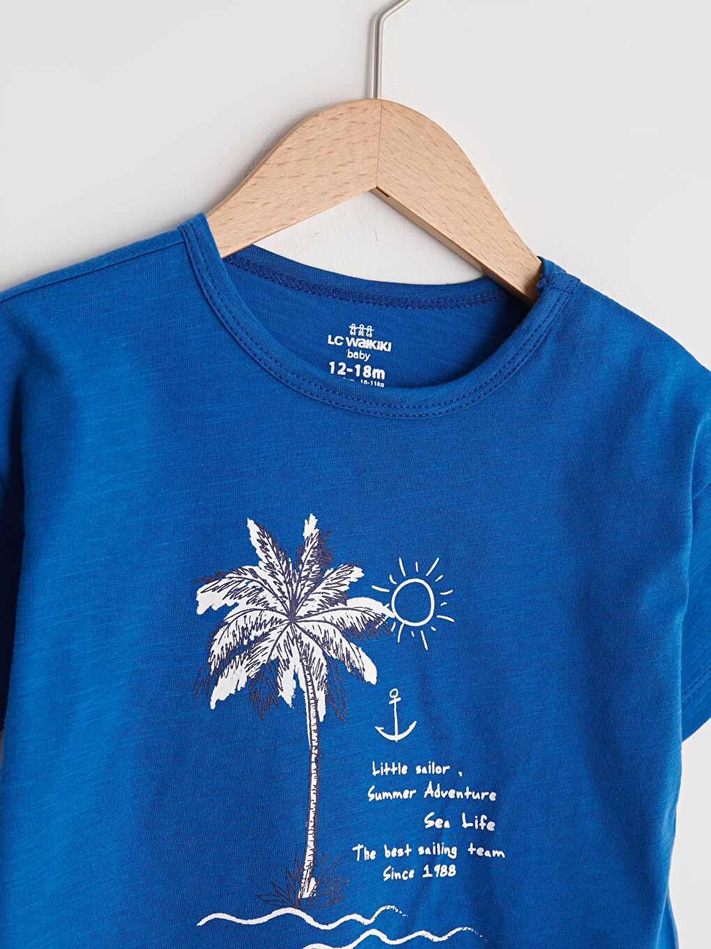 Mavi Bisiklet Yaka Kısa Kol Baskılı Pamuklu Erkek Bebek Tişört-1