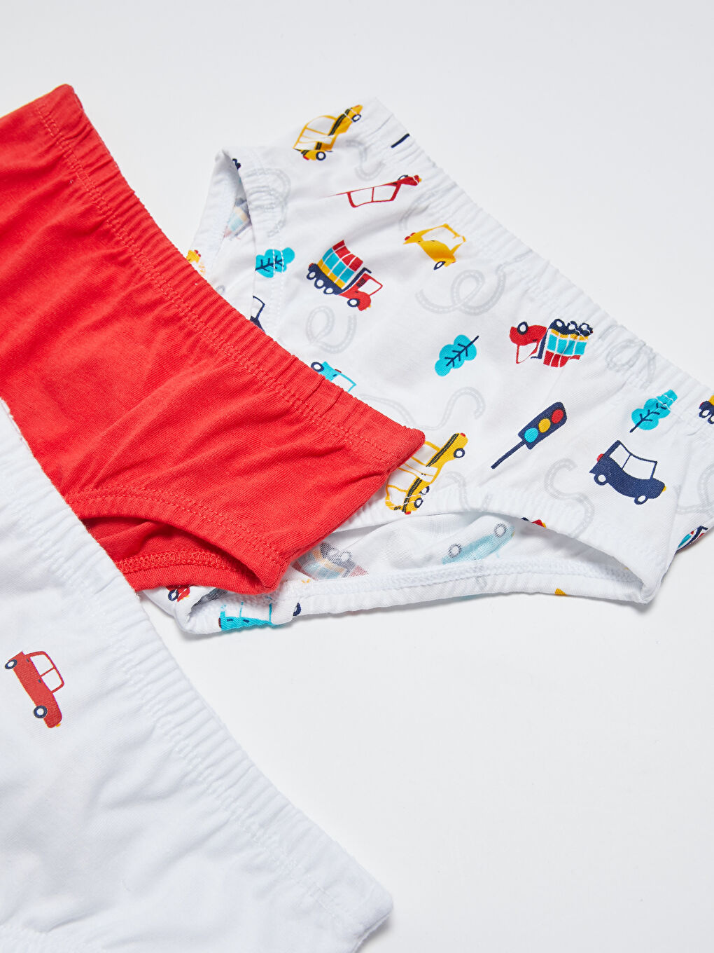 Beyaz Beli Lastikli Pamuklu Erkek Bebek Külot 3'lü-1