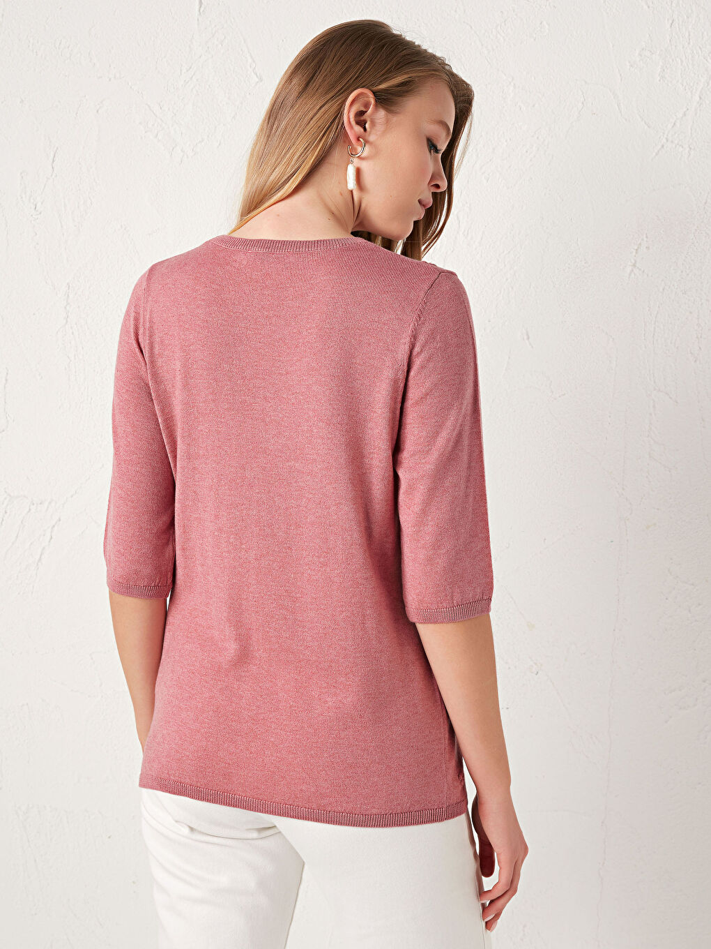 LCWAIKIKI Basic Crew Neck Floral Pattern Knitwear Sweater -S1AK25Z8-LCC
