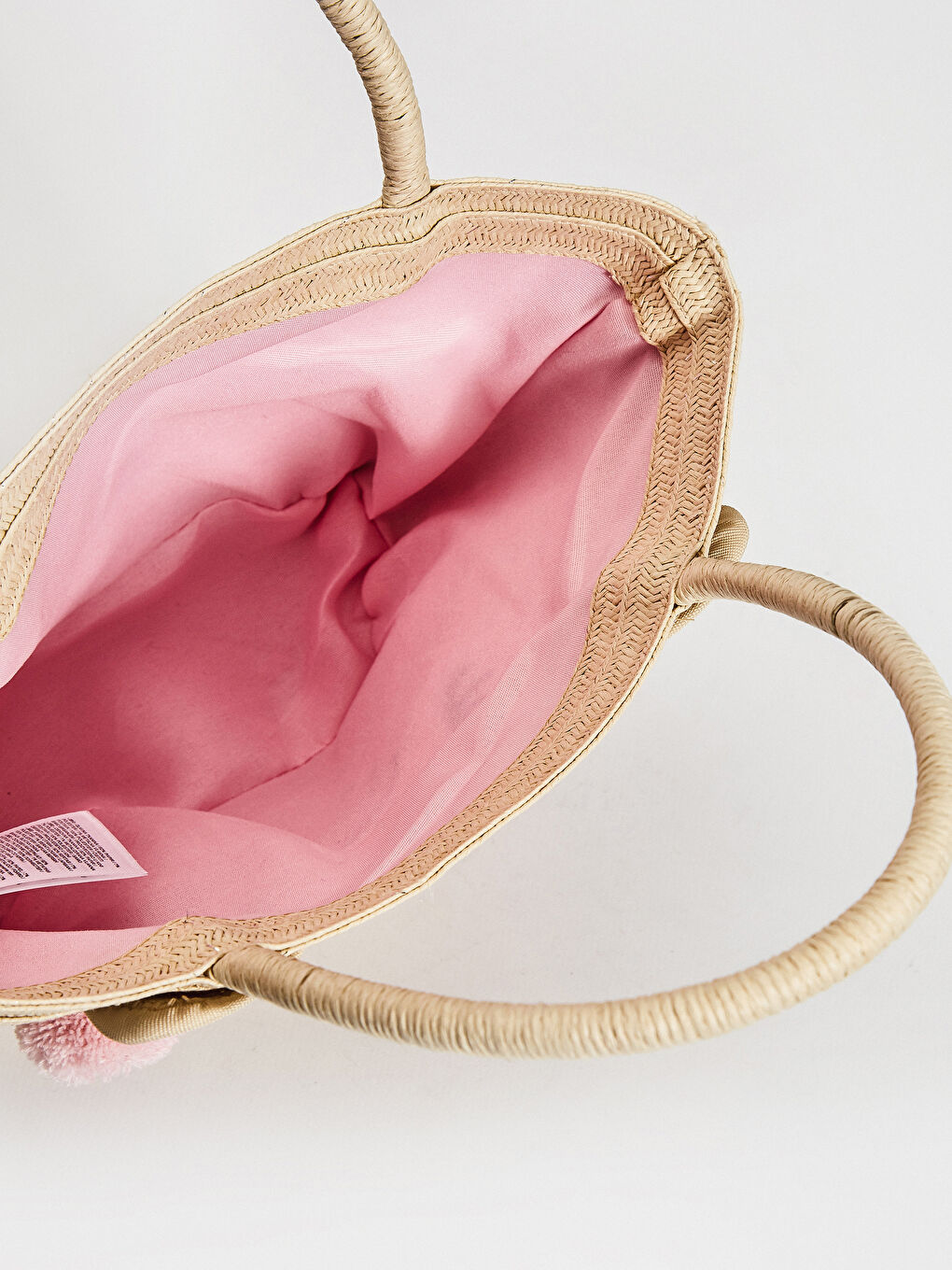 Соломенная сумка с помпонами для девочек-3