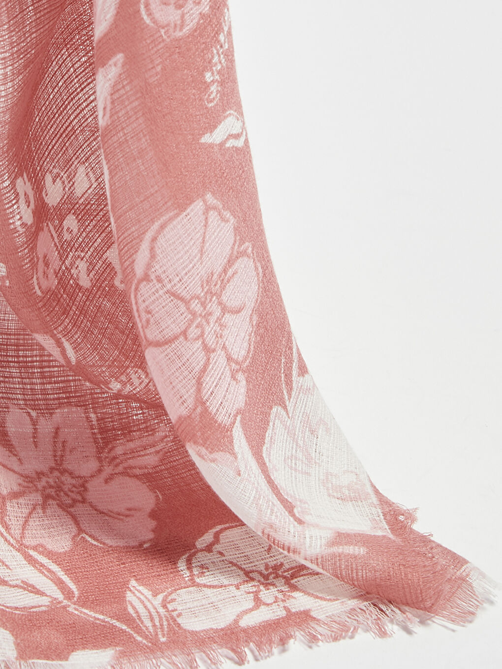 Pembe Çiçek Desenli Şal-3