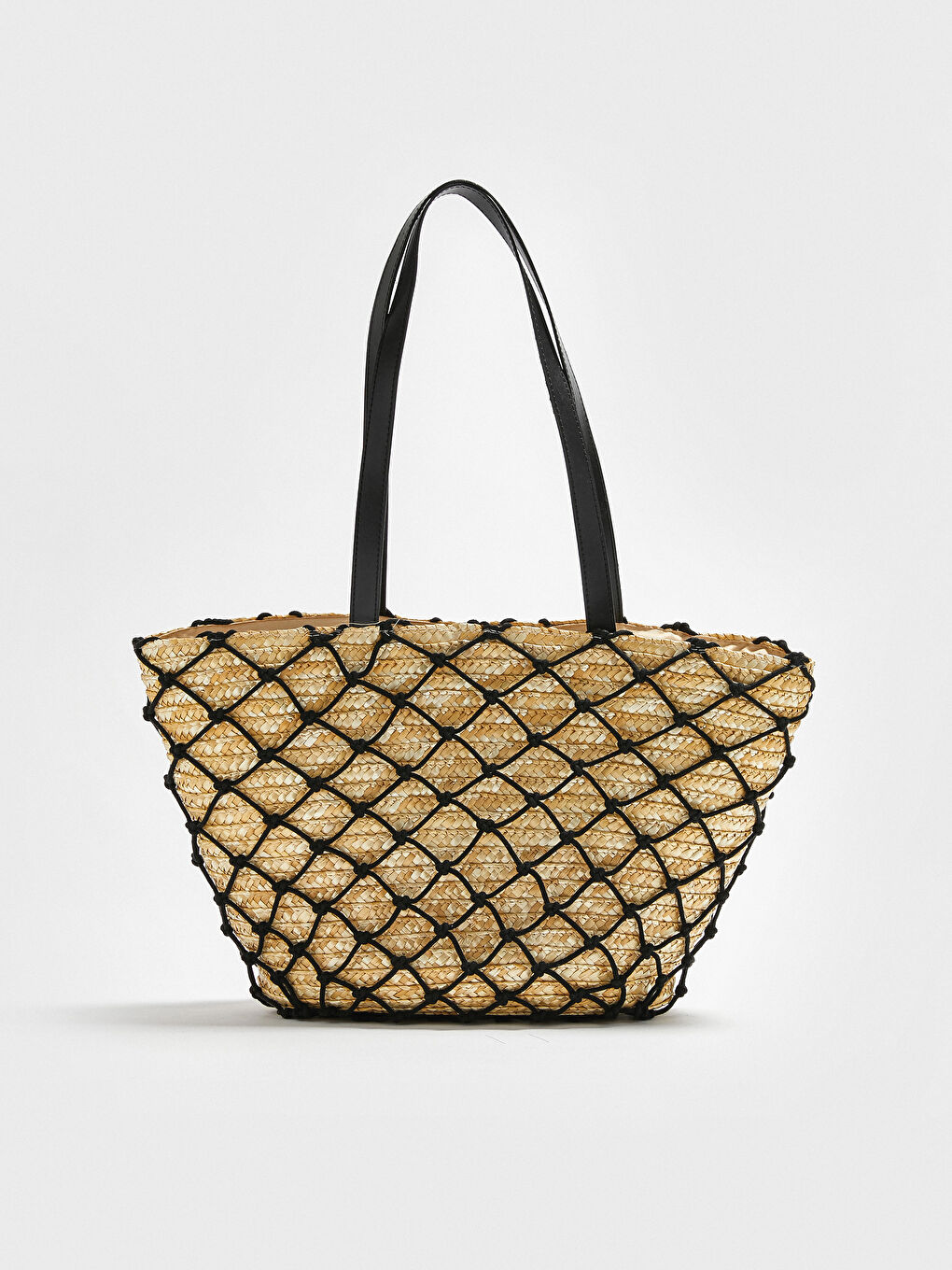 Mesh Detailed Women's Straw Bag -S1AK55Z8-CR8