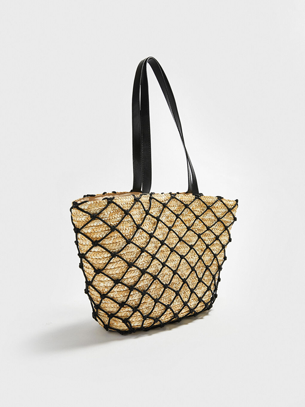 Mesh Detailed Women's Straw Bag -S1AK55Z8-CR8