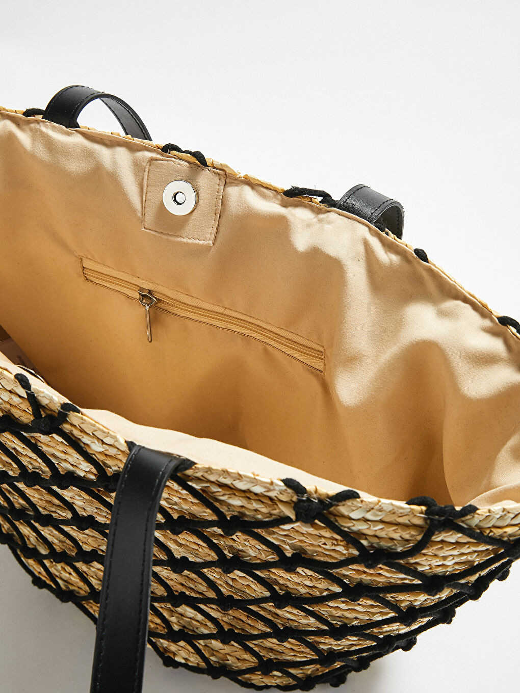 Mesh Detailed Women's Straw Bag -S1AK55Z8-CR8