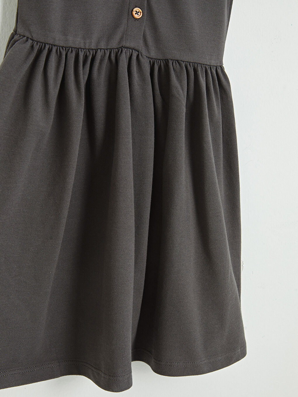 Gri Polo Yaka Basic Kısa Kollu Kız Çocuk Elbise-3