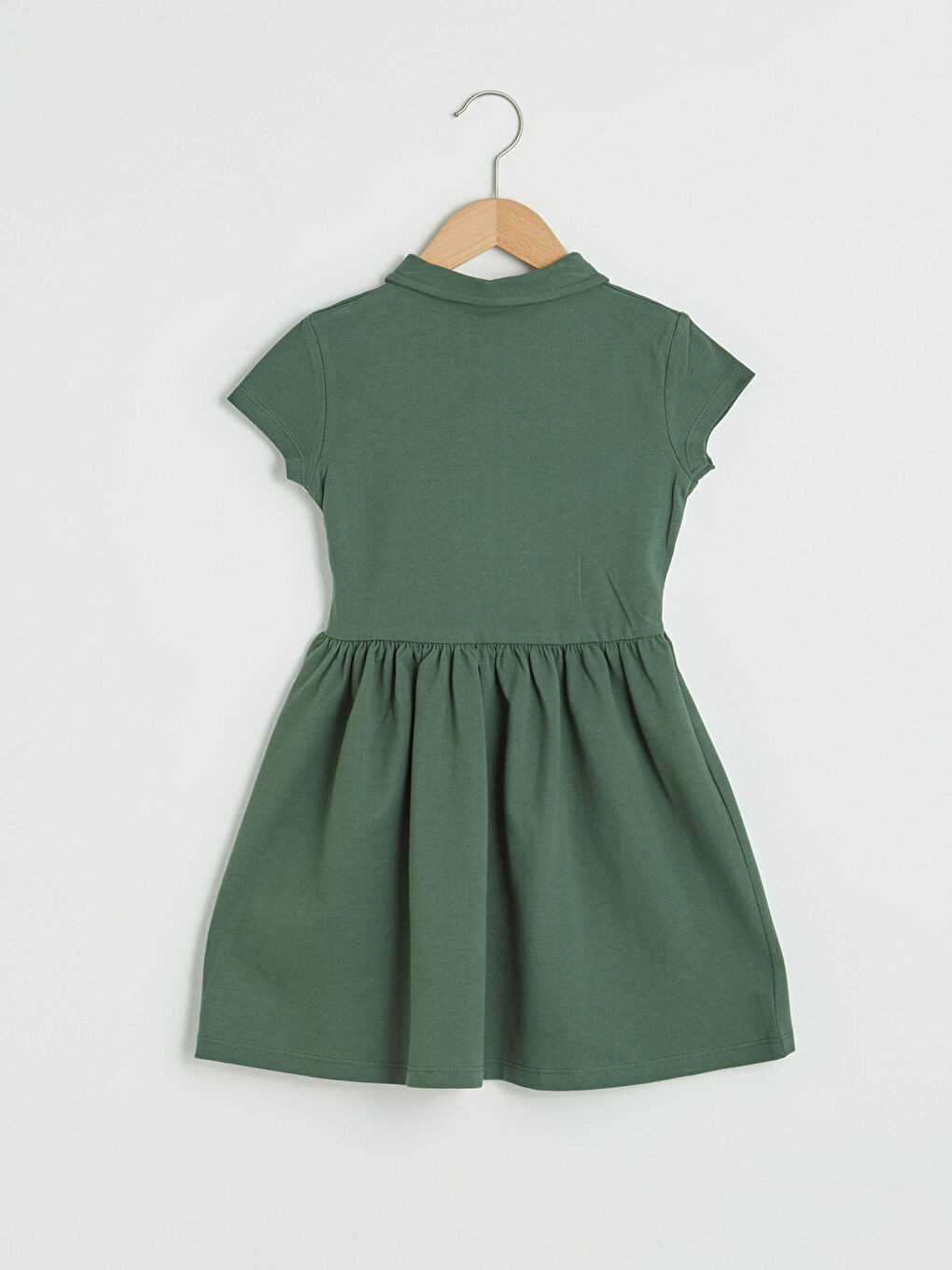 Классическое платье для девочек с короткими рукавами и воротником-поло-1