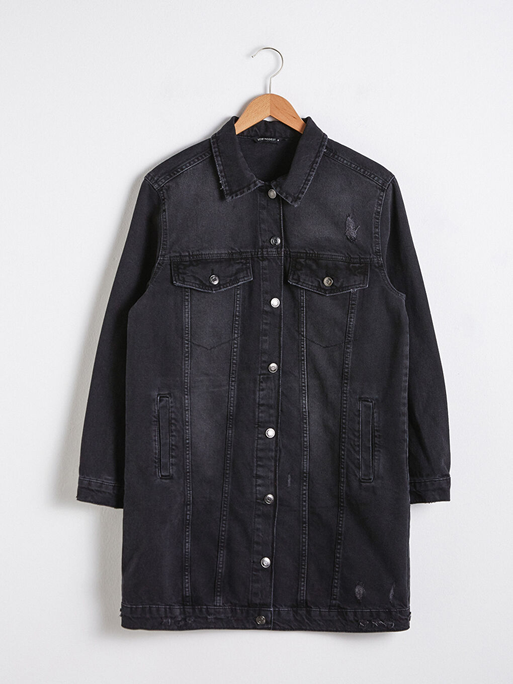 LCW Modest Long Jean Jacket with Pocket -S1AL91Z8-326