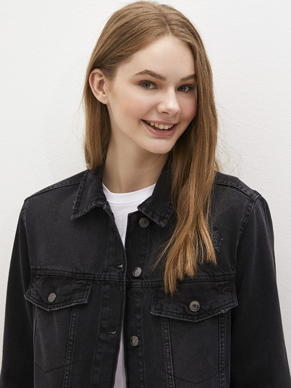LCW Modest Long Jean Jacket with Pocket -S1AL91Z8-326
