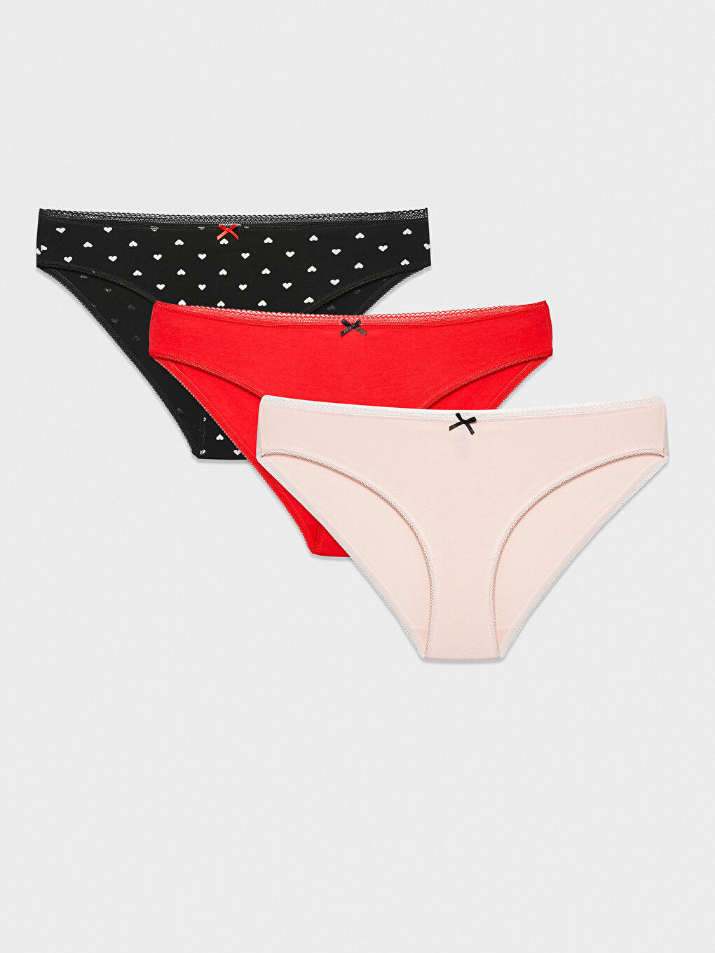 Kırmızı Desenli Bikini Külot 3'lü Paket