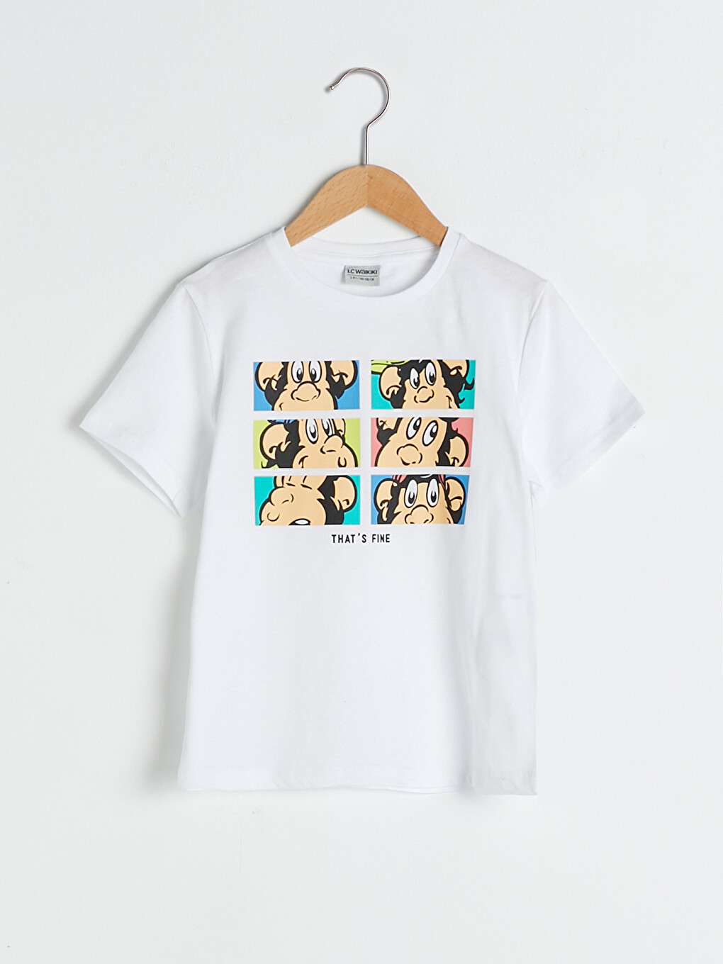 Crew Neck Nostalgic Monkey Printed Short Sleeve Cotton Kids T-shirt