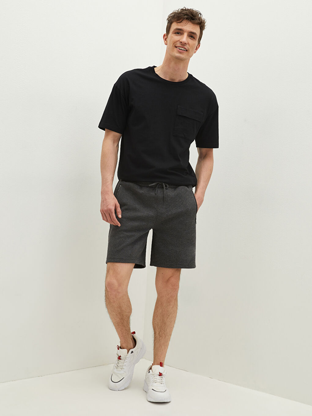 Antrasit Slim Fit Örme Erkek Şort