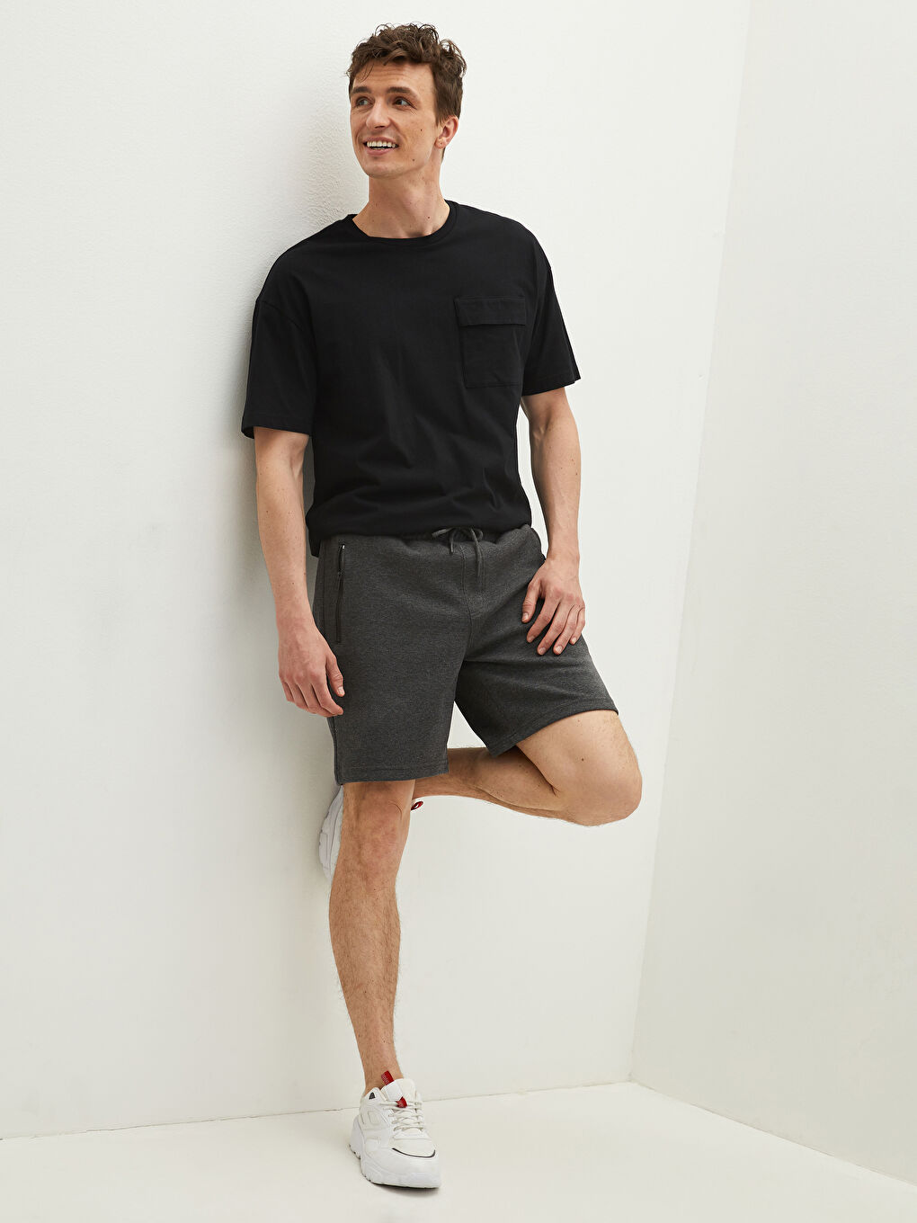 Antrasit Slim Fit Örme Erkek Şort-2