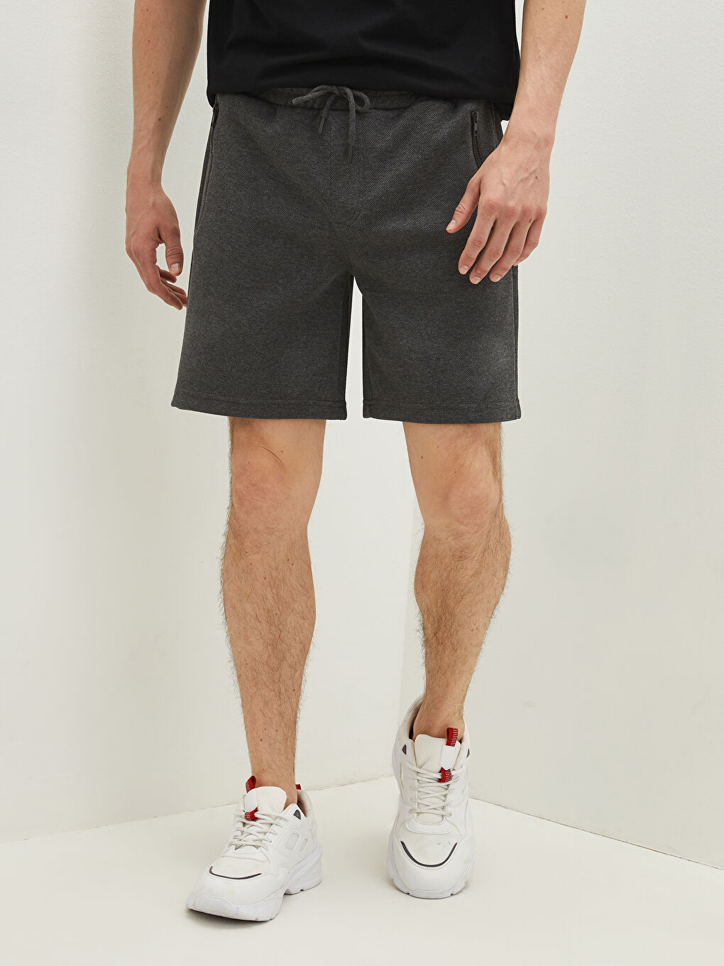 Antrasit Slim Fit Örme Erkek Şort-3