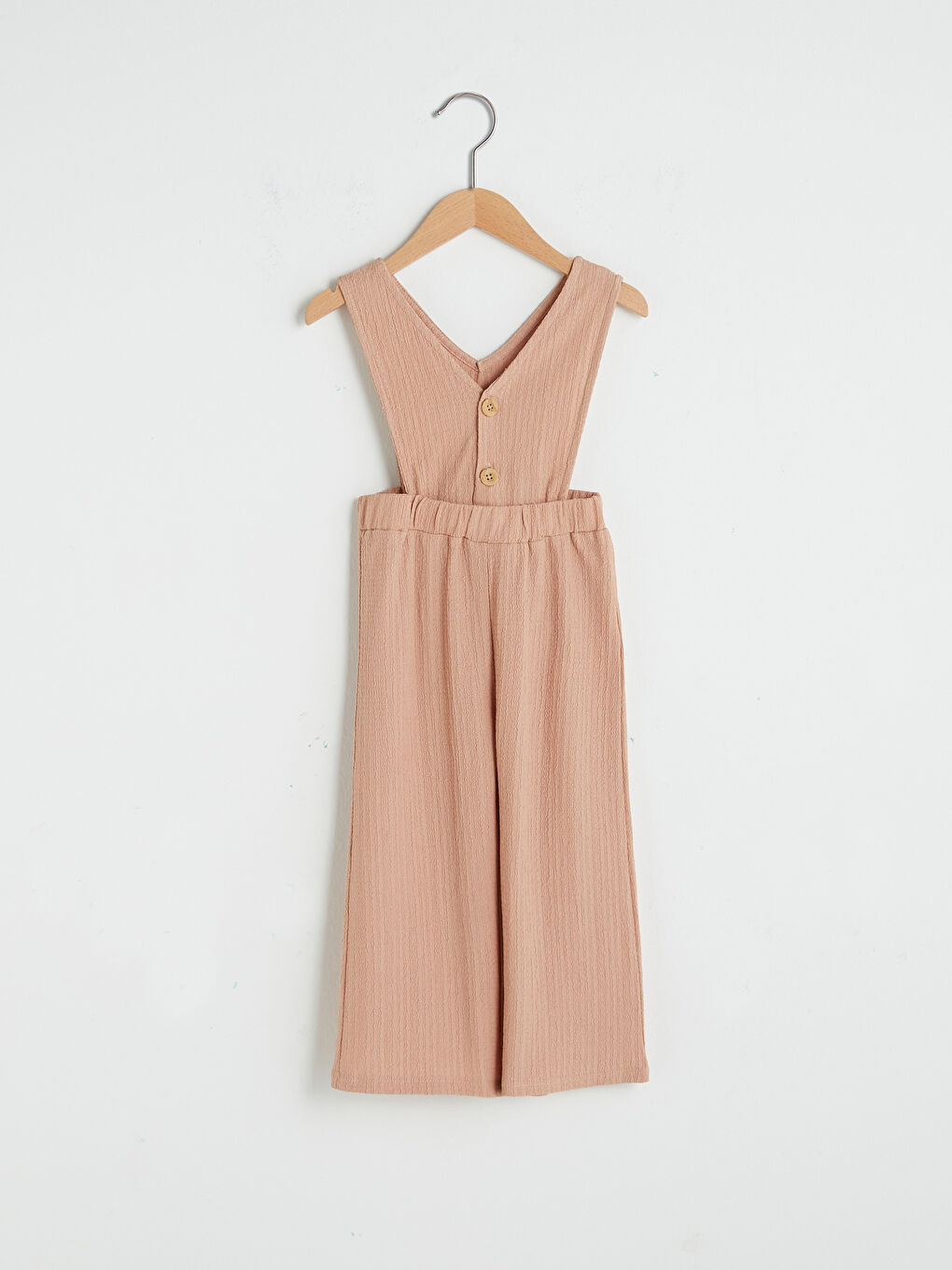 Kahverengi V Yaka Kolsuz Basic Kız Bebek Salopet