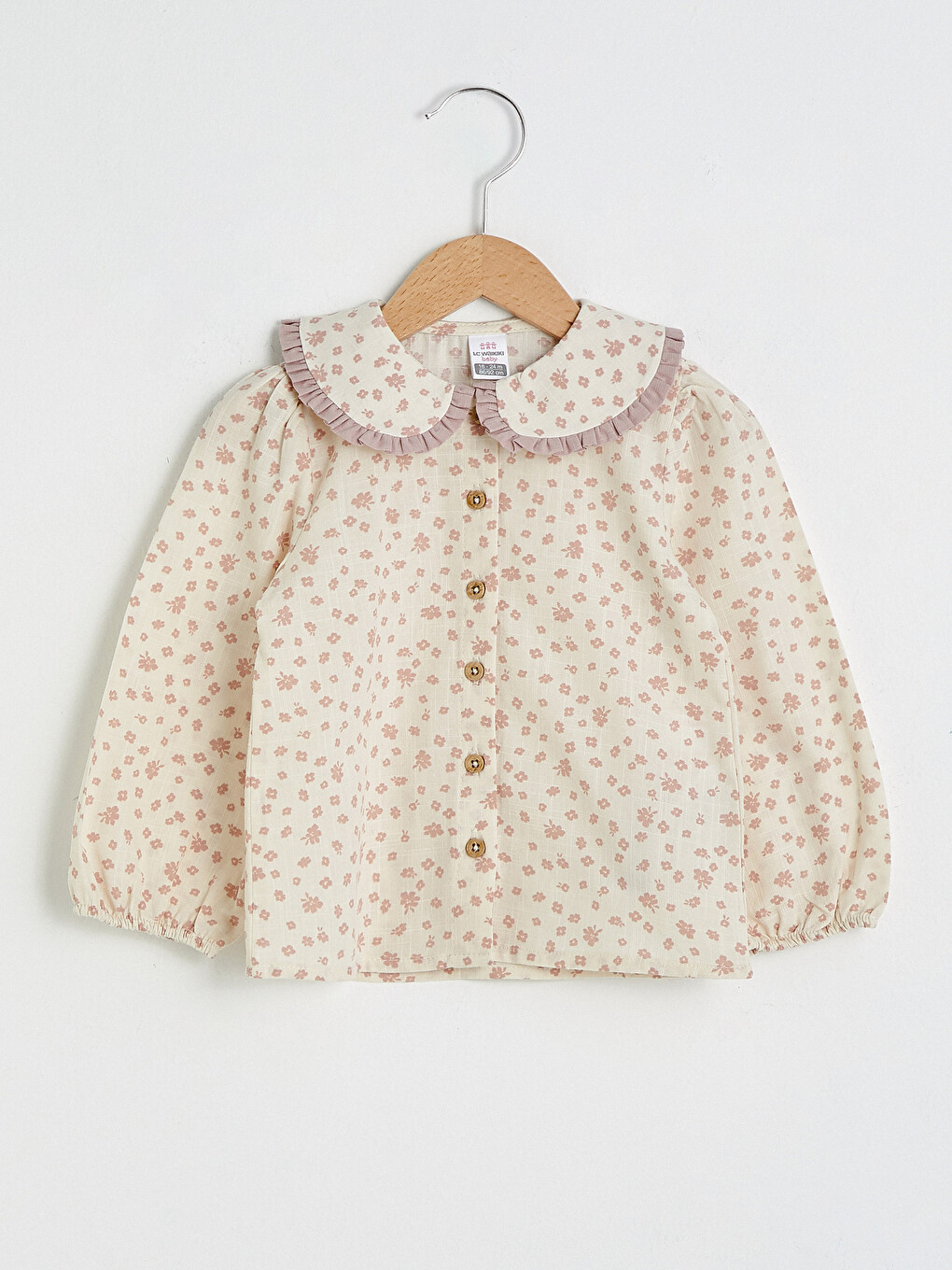 Bebe Collar Long Sleeve Patterned Baby Girl Shirt