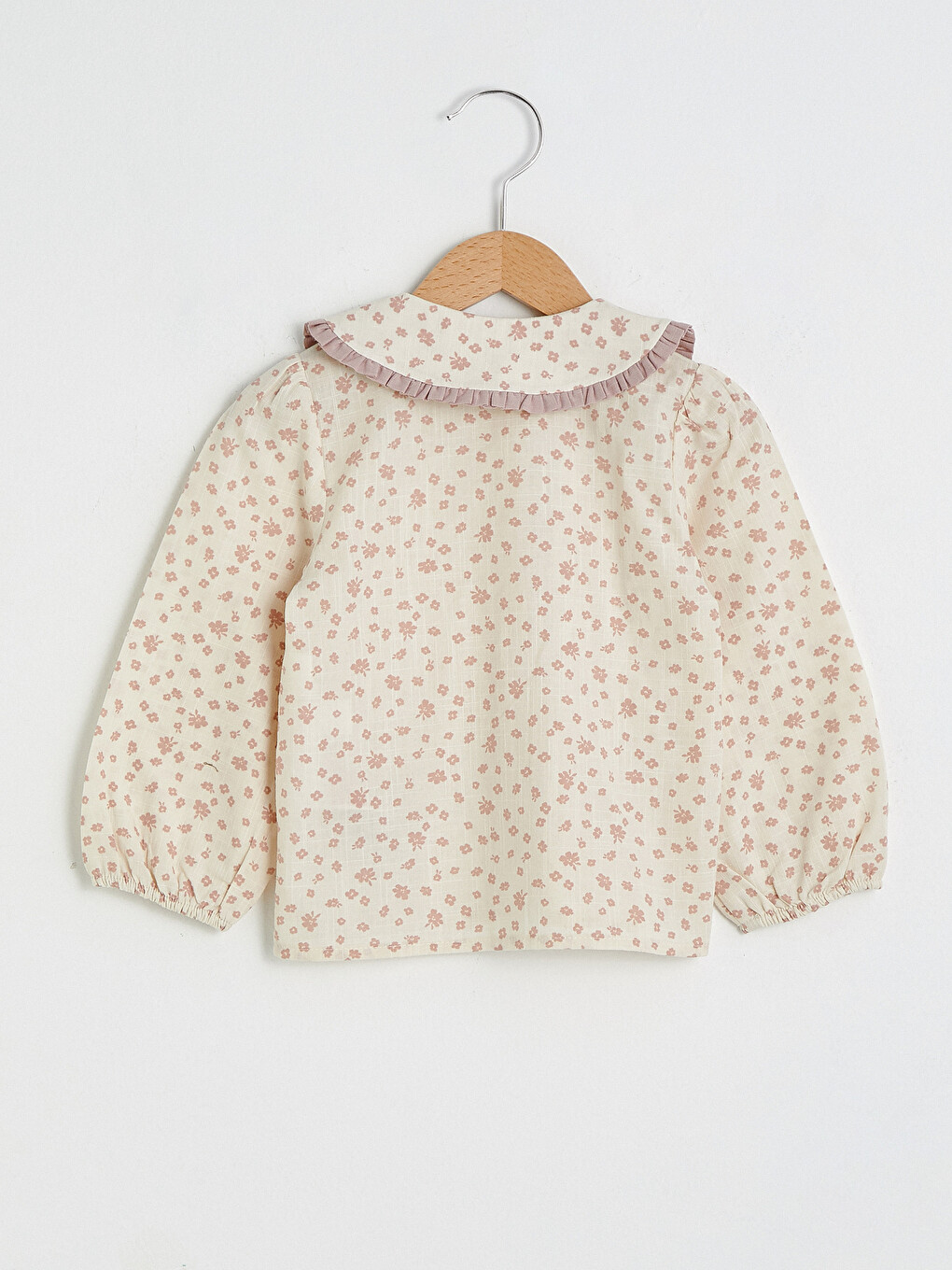 Bebe Collar Long Sleeve Patterned Baby Girl Shirt-1