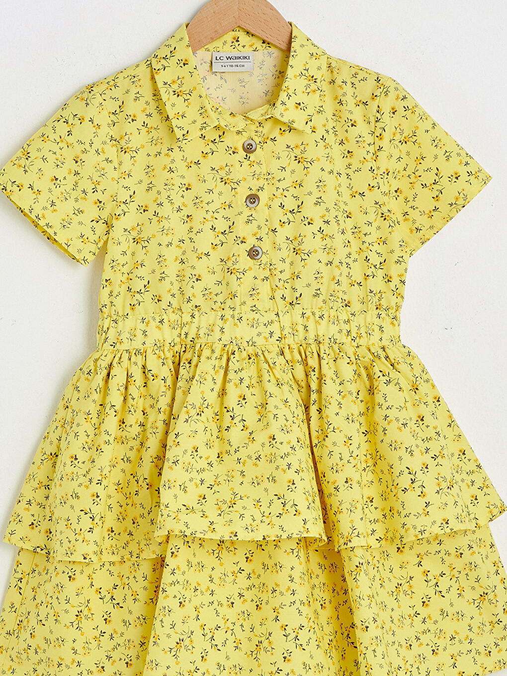 Shirt Collar Ruffled Short Sleeve Girl Dress-2