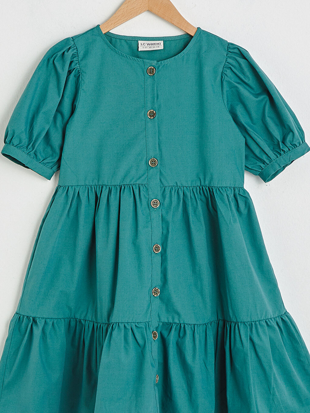 Robe Basique à Col Rond Manches Courtes en Popeline-2