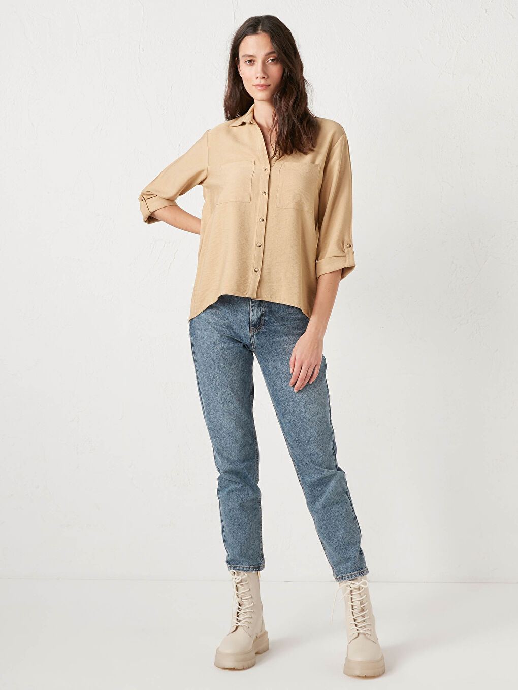 Pocket Detailed Viscose Shirt-1