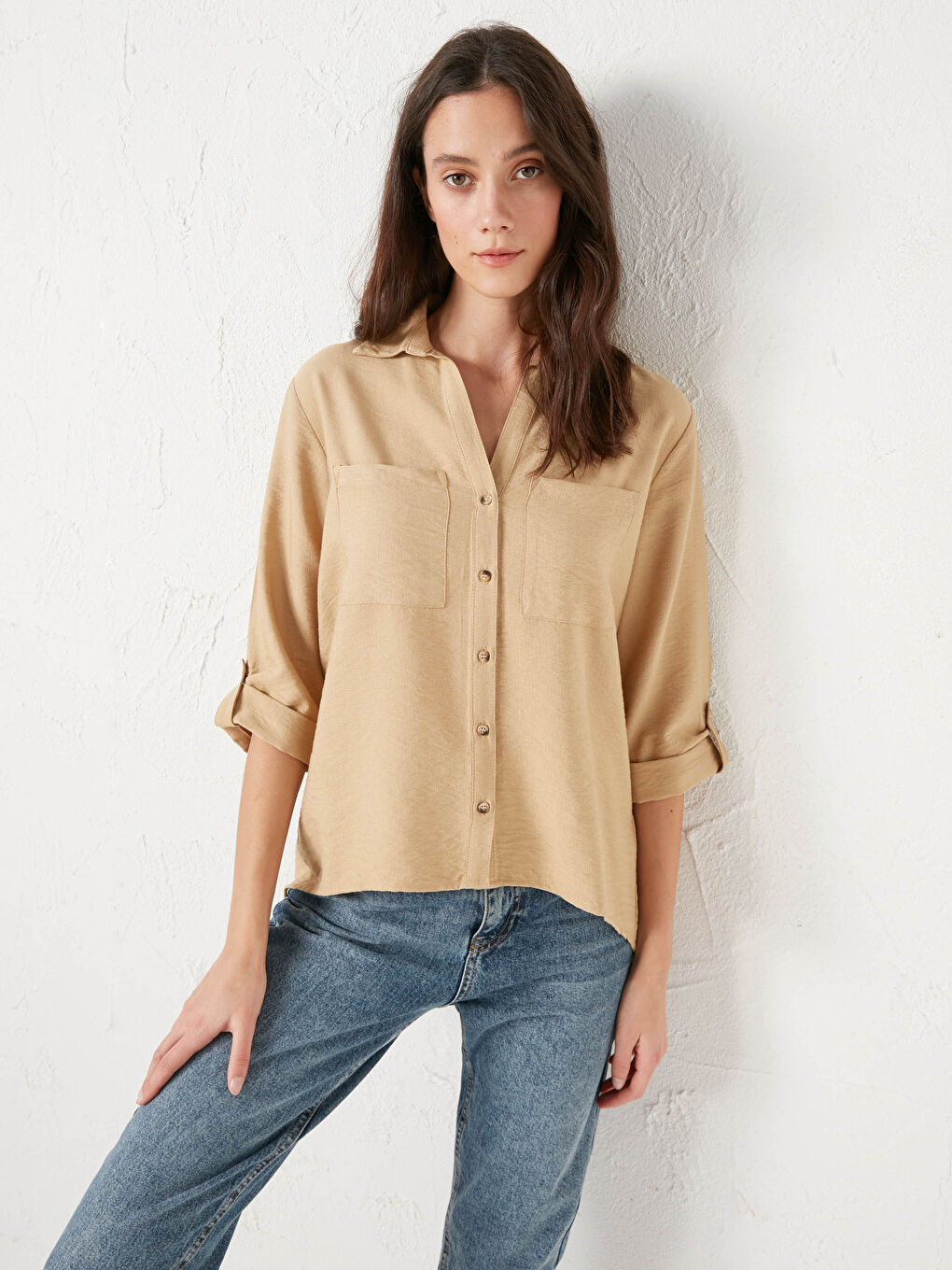 Pocket Detailed Viscose Shirt-3