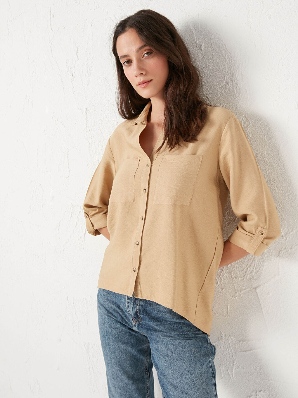 Pocket Detailed Viscose Shirt-4