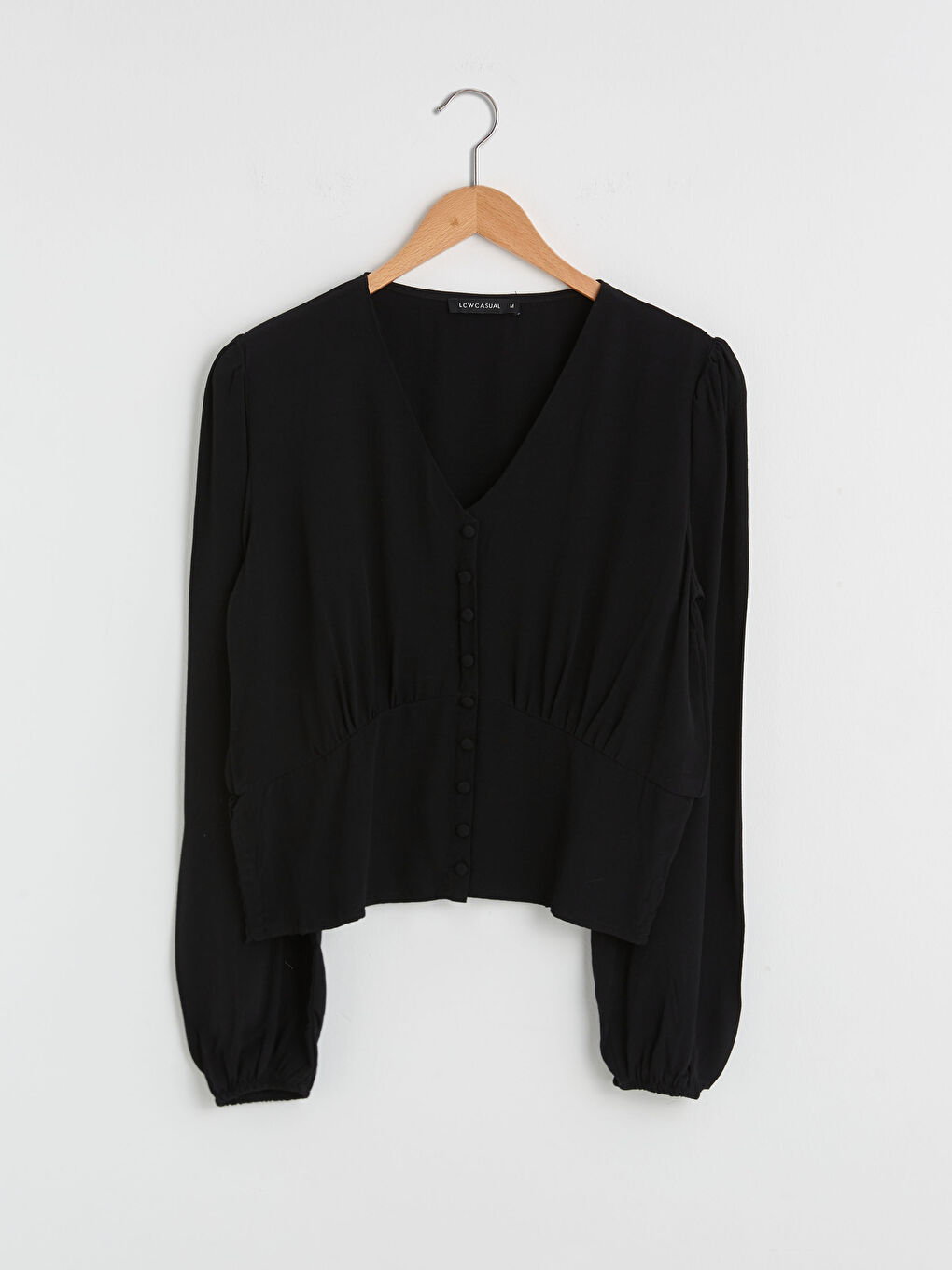 Button-Down V-Neck Viscose Blouse-5