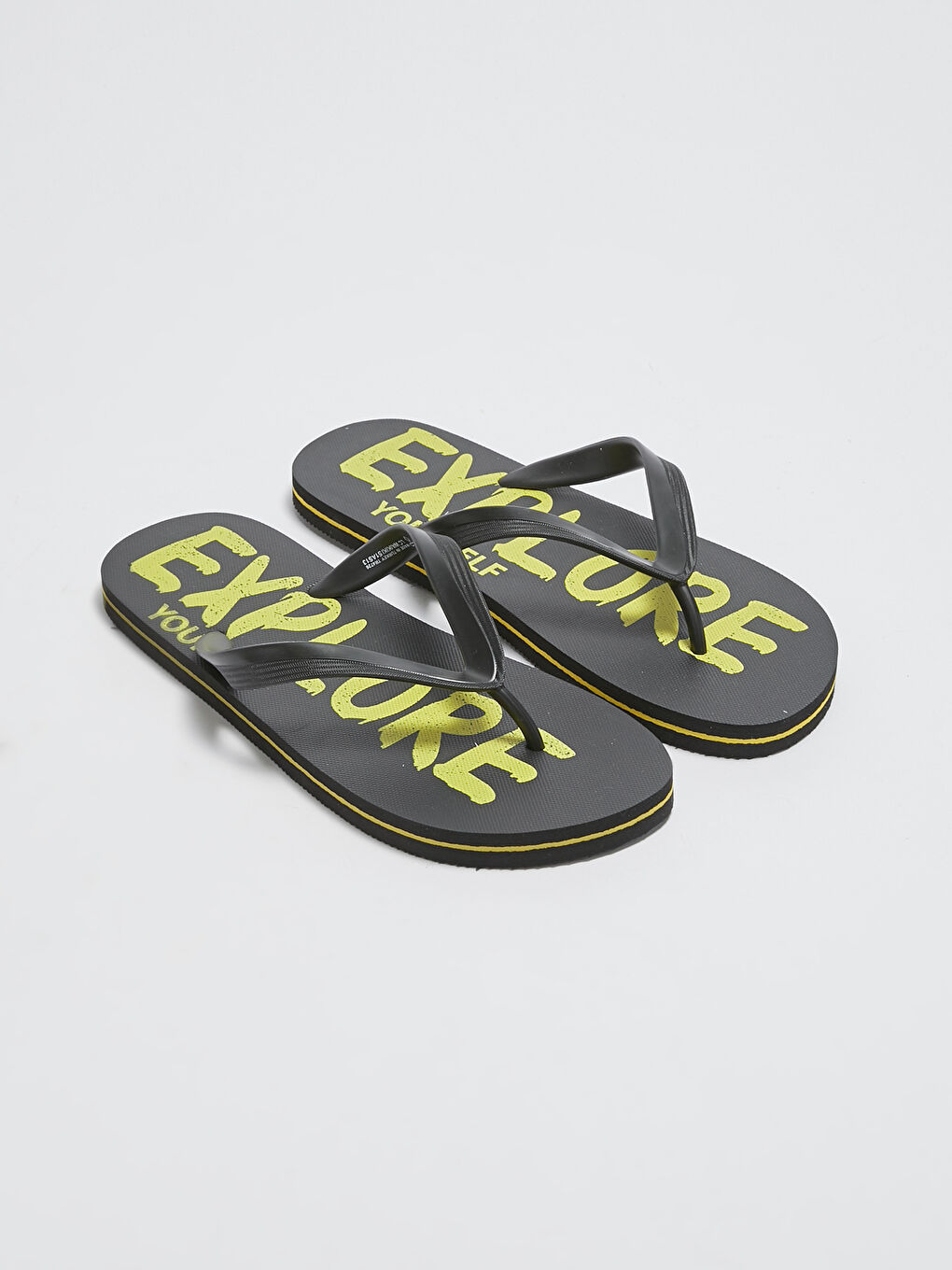 Siyah Baskılı Parmak Arası Erkek Plaj Terliği