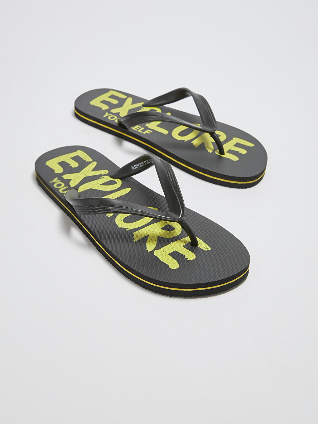 Siyah Baskılı Parmak Arası Erkek Plaj Terliği-2