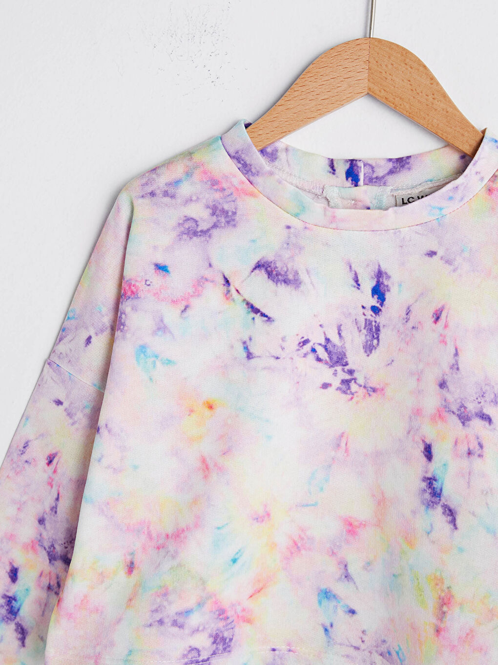 Pembe Bisiklet Yaka Batik Desenli Uzun Kollu Kız Çocuk Sweatshirt ve Şort-2