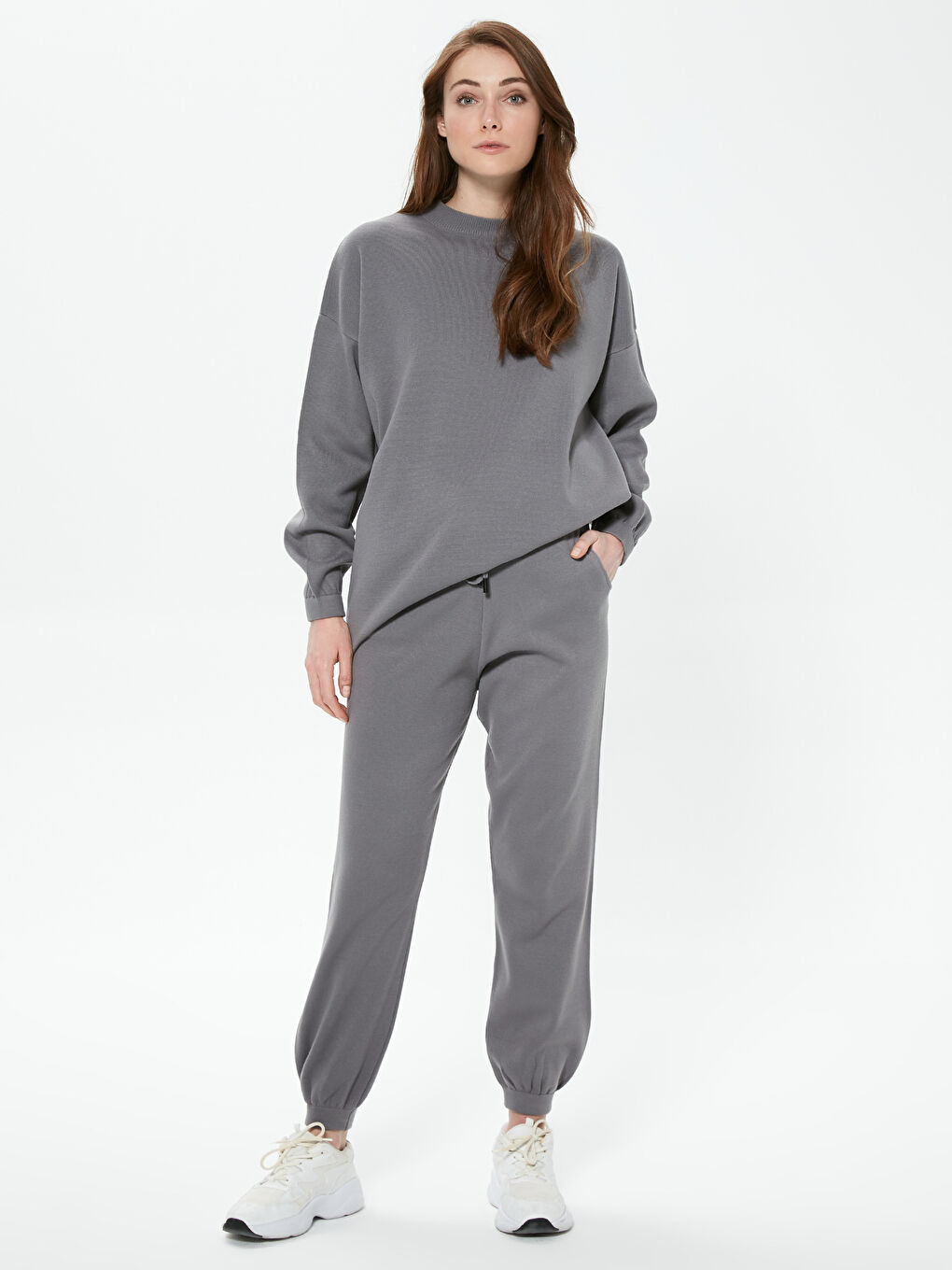 بنطلون تريكو بتفاصيل رباط على الوسط-5