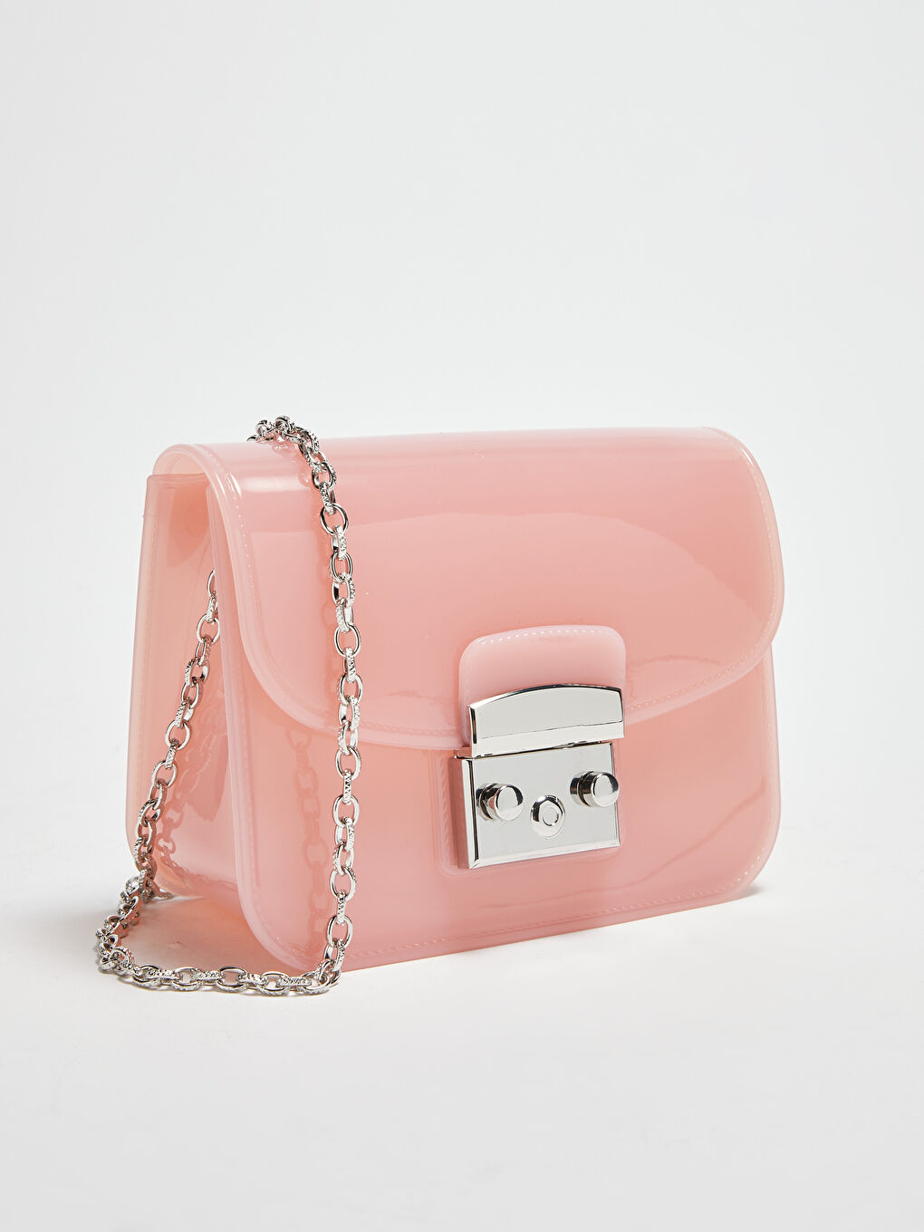 Pembe Zincir Detaylı Kadın Omuz Çantası-3