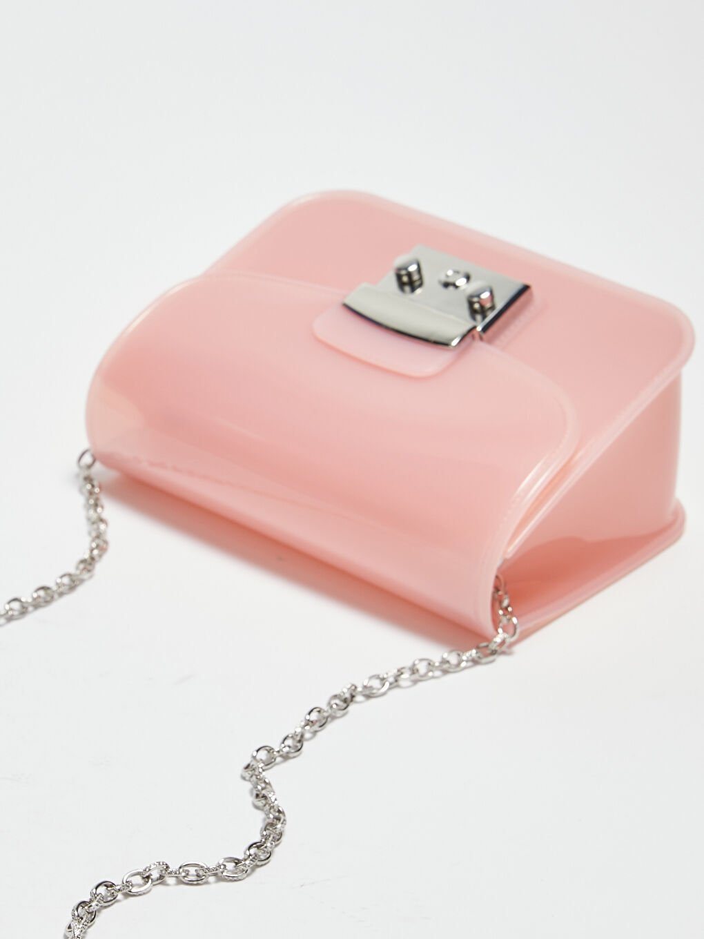 Pembe Zincir Detaylı Kadın Omuz Çantası-4