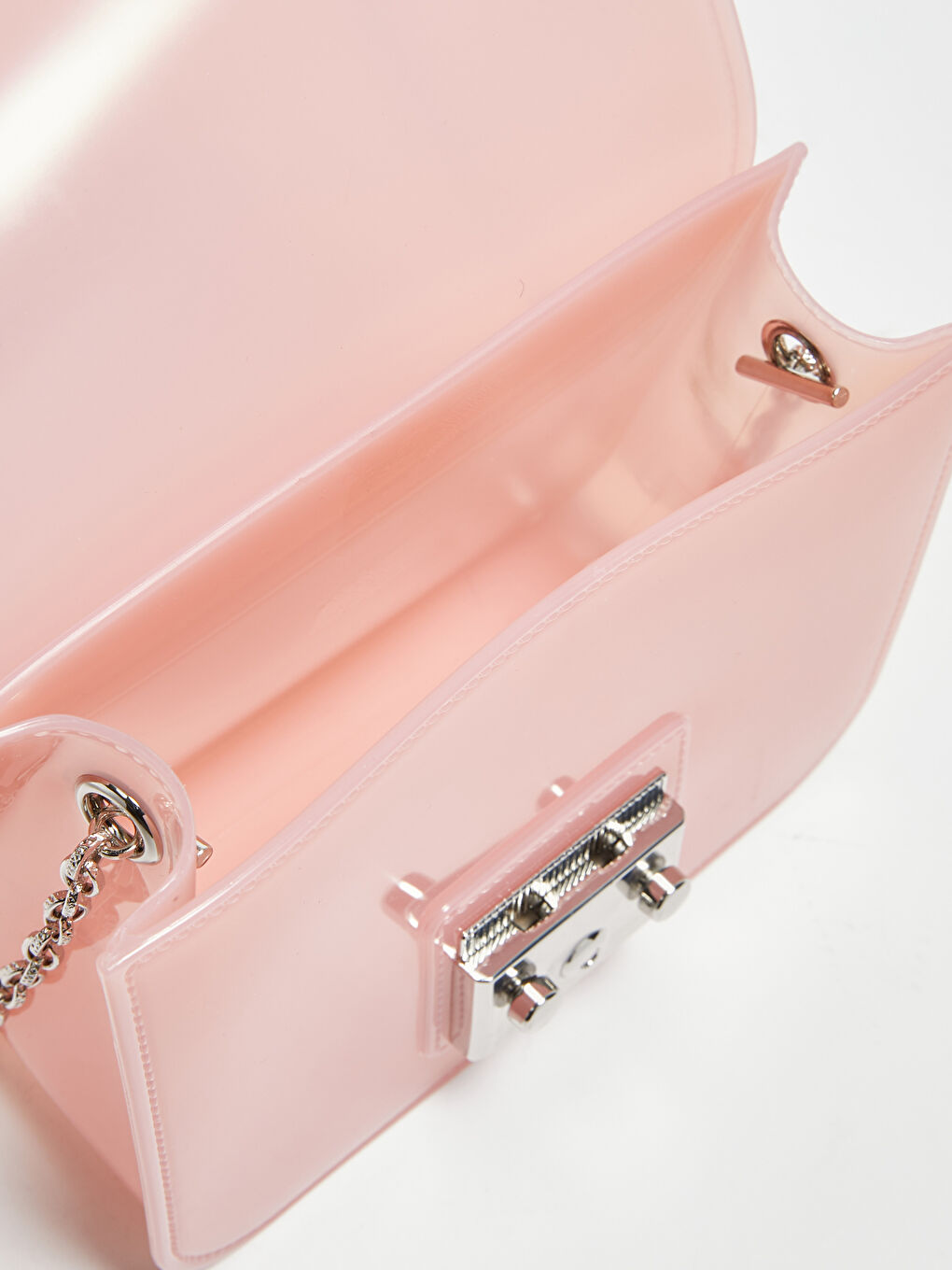 Pembe Zincir Detaylı Kadın Omuz Çantası-5