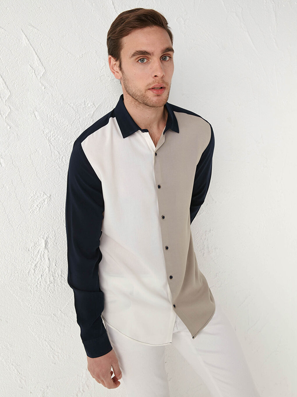 Slim Fit Long Sleeve Viscose Men's Shirt