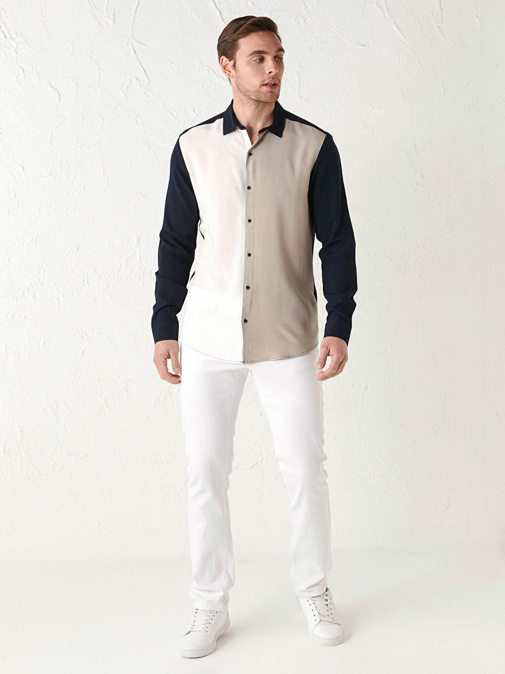 Slim Fit Long Sleeve Viscose Men's Shirt-2