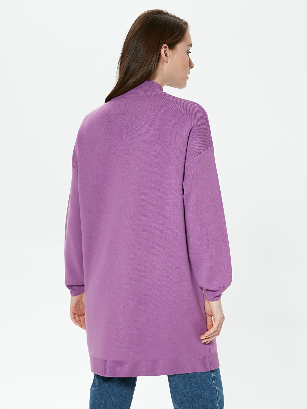 Tunică Supradimensionată Tricotată cu Guler Semi-Înalt-4