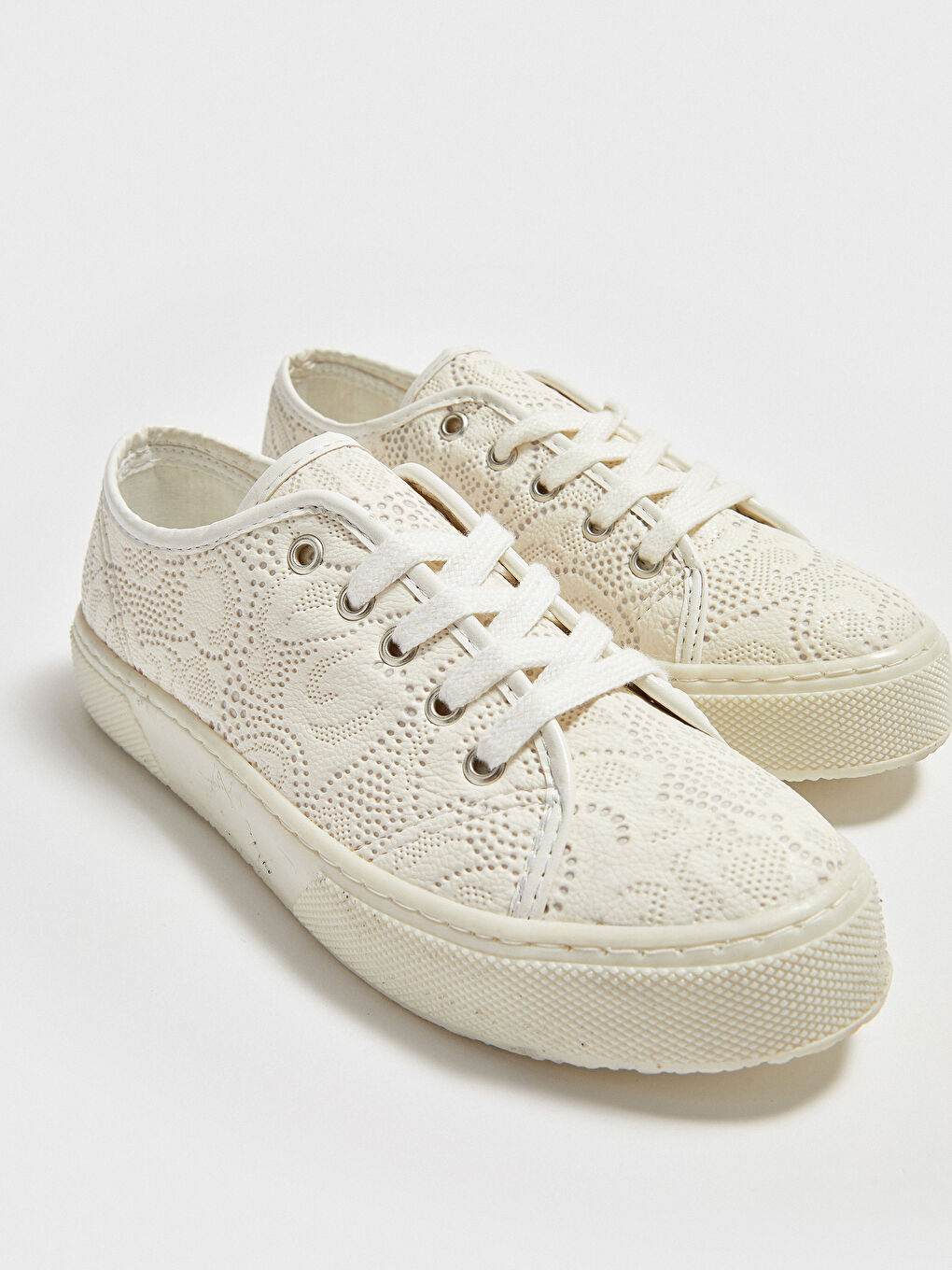 Beyaz Kadın Desenli Spor Ayakkabı-1