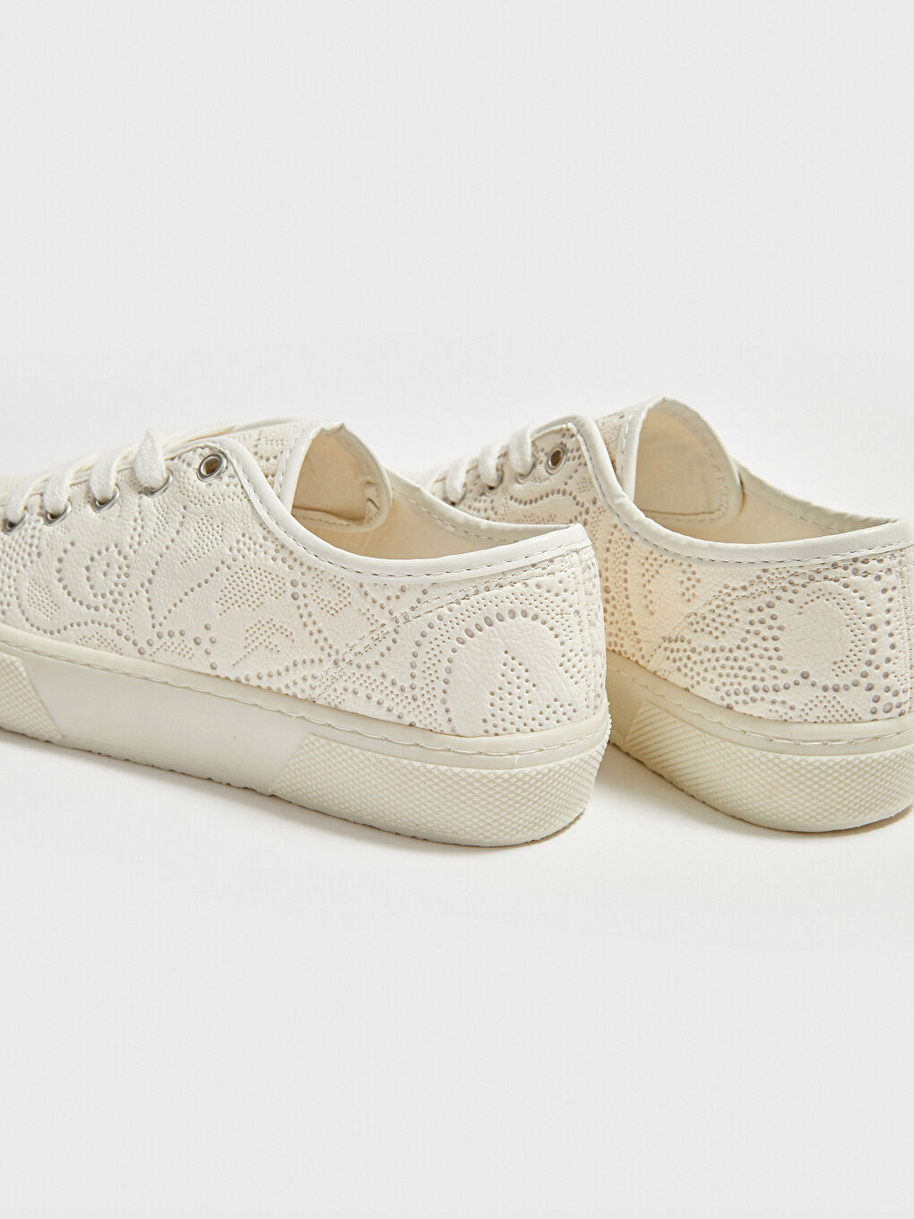 Beyaz Kadın Desenli Spor Ayakkabı-3