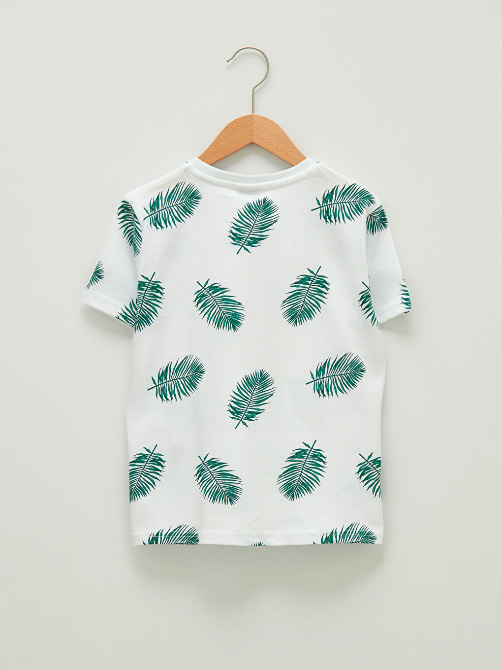 Beyaz Bisiklet Yaka Baskılı Kısa Kollu Pamuklu Erkek Çocuk Tişört-1