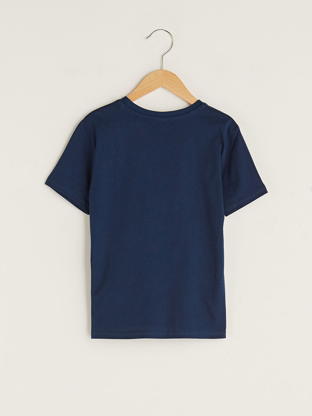Lacivert Bisiklet Yaka Baskılı Kısa Kollu Erkek Çocuk Tişört-1