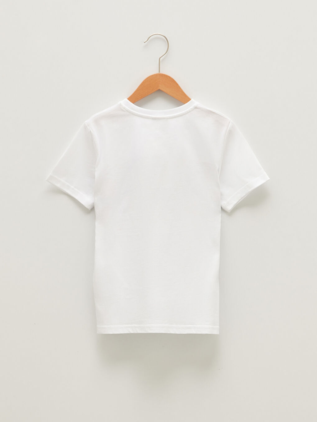 Beyaz Bisiklet Yaka Baskılı Kısa Kollu Pamuklu Erkek Çocuk Tişört-1